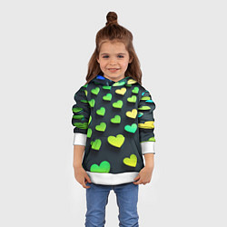 Толстовка-худи детская Паттерн - сердца градиент - нейросеть, цвет: 3D-белый — фото 2