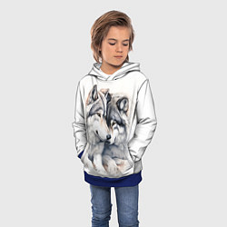 Толстовка-худи детская Волчья дружная семья, цвет: 3D-синий — фото 2