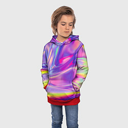 Толстовка-худи детская Радужное северное сияние, цвет: 3D-красный — фото 2
