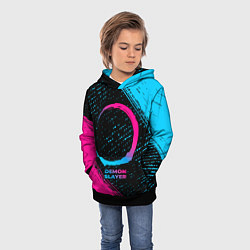 Толстовка-худи детская Demon Slayer - neon gradient, цвет: 3D-черный — фото 2