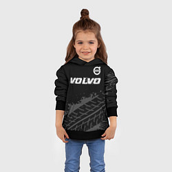 Толстовка-худи детская Volvo speed на темном фоне со следами шин: символ, цвет: 3D-черный — фото 2