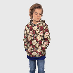 Толстовка-худи детская Винтажные цветы паттерн, цвет: 3D-синий — фото 2