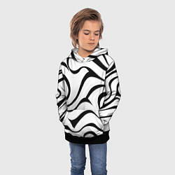 Толстовка-худи детская Анималистическая абстракция зебры, цвет: 3D-черный — фото 2