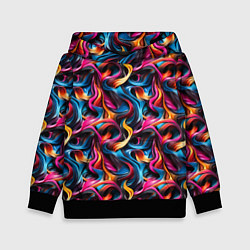 Толстовка-худи детская Неоновые ленты узор, цвет: 3D-черный