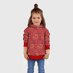 Толстовка-худи детская Dragon red pattern, цвет: 3D-красный — фото 2