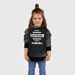 Толстовка-худи детская Haval speed на темном фоне со следами шин, цвет: 3D-черный — фото 2