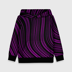 Толстовка-худи детская Абстракция фиолетовые линии, цвет: 3D-черный