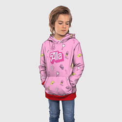 Толстовка-худи детская Алла - в стиле ретро барби: аксессуары на розовом, цвет: 3D-красный — фото 2