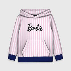 Толстовка-худи детская Barbie - классическая розово-белая полоска, цвет: 3D-синий