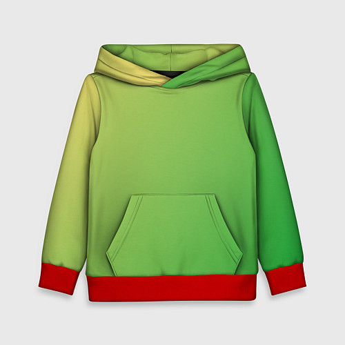 Детская толстовка Градиент - зеленый лайм / 3D-Красный – фото 1
