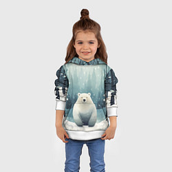 Толстовка-худи детская Мишка в зимнем лесу в стиле фолк-арт, цвет: 3D-белый — фото 2