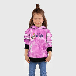 Толстовка-худи детская I am kenough - розовый тай-дай, цвет: 3D-черный — фото 2