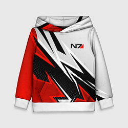 Толстовка-худи детская N7 mass effect - white and red, цвет: 3D-белый