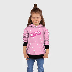 Толстовка-худи детская Барби - белый горошек на розовом, цвет: 3D-черный — фото 2