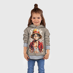 Толстовка-худи детская Монки Ди Руфи - One Piece, цвет: 3D-меланж — фото 2