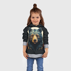 Толстовка-худи детская Арт осенний медведь, цвет: 3D-меланж — фото 2