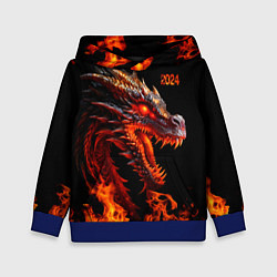 Толстовка-худи детская Огненный дракон 2024 год, цвет: 3D-синий