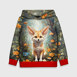 Толстовка-худи детская Милый фенек, цвет: 3D-красный