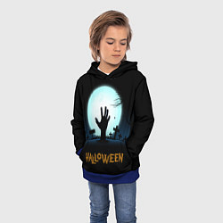 Толстовка-худи детская Кладбище на хэллоуин, цвет: 3D-синий — фото 2