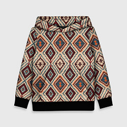 Толстовка-худи детская Ковёр этнические узоры, цвет: 3D-черный