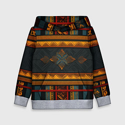 Толстовка-худи детская Этнический рисунок в полоску, цвет: 3D-меланж