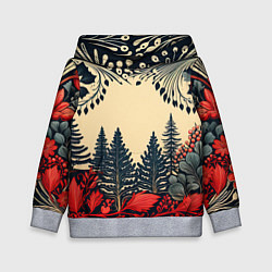 Толстовка-худи детская Новогодний лес, цвет: 3D-меланж