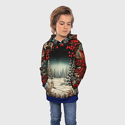 Толстовка-худи детская Новый год природа, цвет: 3D-синий — фото 2