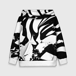 Толстовка-худи детская Экспрессивная чб абстракция, цвет: 3D-белый