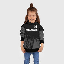 Толстовка-худи детская Honda speed на темном фоне со следами шин посереди, цвет: 3D-черный — фото 2