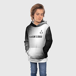 Толстовка-худи детская Assassins Creed glitch на светлом фоне посередине, цвет: 3D-белый — фото 2