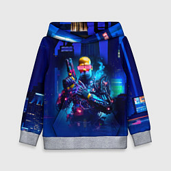 Толстовка-худи детская Крутой Гомер Симпсон - киберпанк, цвет: 3D-меланж