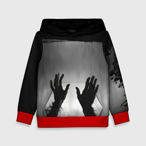 Детская толстовка Руки зомби в ночном тумане / 3D-Красный – фото 1
