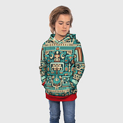 Толстовка-худи детская Абстрактный паттерн в ацтекском стиле, цвет: 3D-красный — фото 2