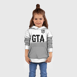 Толстовка-худи детская GTA glitch на светлом фоне посередине, цвет: 3D-белый — фото 2
