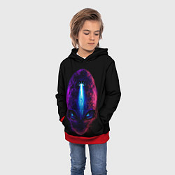 Толстовка-худи детская UFO alien head, цвет: 3D-красный — фото 2