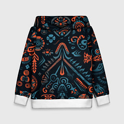 Толстовка-худи детская Абстрактный рисунок в славянском стиле, цвет: 3D-белый