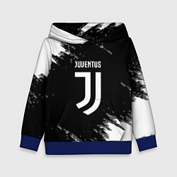 Толстовка-худи детская Juventus спорт краски черно белый, цвет: 3D-синий
