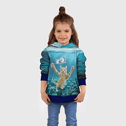 Толстовка-худи детская Nirvana Cat, цвет: 3D-синий — фото 2