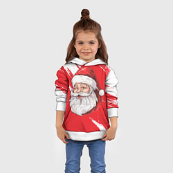 Толстовка-худи детская Санта в шапке, цвет: 3D-белый — фото 2