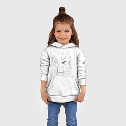 Толстовка-худи детская Фрирен - карандашный набросок, цвет: 3D-белый — фото 2