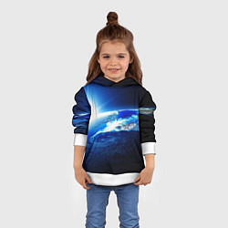 Толстовка-худи детская Восход солнца в космосе, цвет: 3D-белый — фото 2