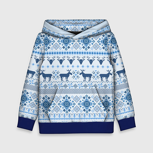 Детская толстовка Blue sweater with reindeer / 3D-Синий – фото 1