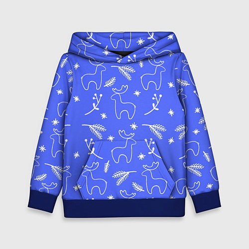 Детская толстовка Синий рождественский принт с оленями / 3D-Синий – фото 1