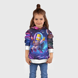 Толстовка-худи детская Барт Симпсон с лазерным пистолетом в космосе, цвет: 3D-белый — фото 2