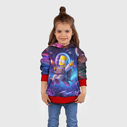 Толстовка-худи детская Барт Симпсон с лазерным пистолетом в космосе, цвет: 3D-красный — фото 2