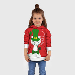 Толстовка-худи детская Лама - альпака в день Патрика, цвет: 3D-белый — фото 2