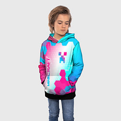 Толстовка-худи детская Minecraft neon gradient style вертикально, цвет: 3D-черный — фото 2