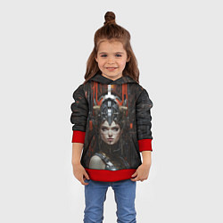 Толстовка-худи детская Девушка-андроид в подпространстве, цвет: 3D-красный — фото 2