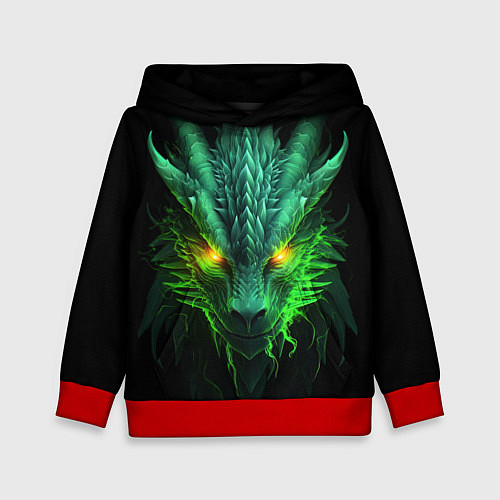 Детская толстовка Светящийся зеленый дракон 2024 / 3D-Красный – фото 1