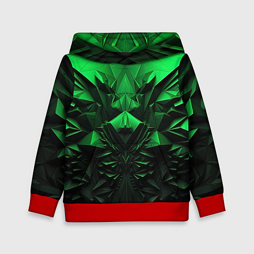 Детская толстовка Асимметрия зеленого узора / 3D-Красный – фото 1